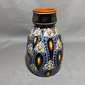 Vtg Loder Schweizer Heimberg Steffisburg Ceramic Pottery Vase Black Switzerland